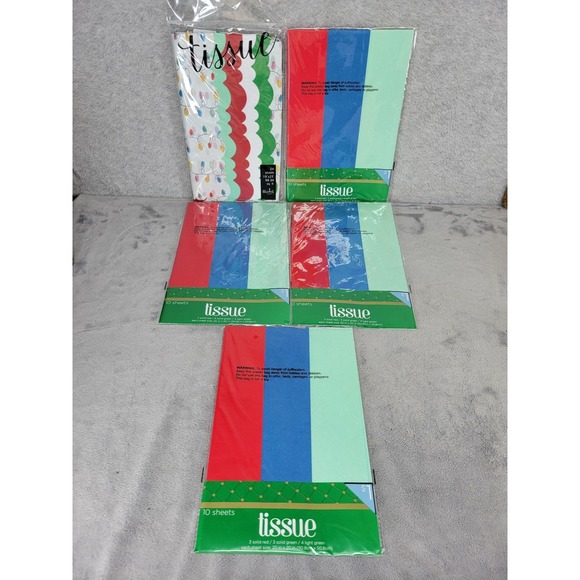 Blueink Studios Other - Lot Of Blueink Studios Christmas Tissue Paper Solid Red Blue Green Holiday